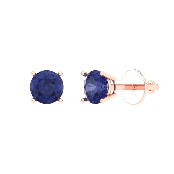 Clara Pucci 0.5Ct Tanzanite Round Cut VVS1 Screw Back Stud 14k Solid hypoallergenic Gold Designer Earrings For December