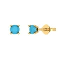 thumbnail image 1 of Clara Pucci 0.5Ct Turquoise Round Cut VVS1 Push Back Stud 18k Solid hypoallergenic Gold Designer Earrings For December, 1 of 7