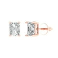 thumbnail image 1 of 14K Solid Gold Screw Back Stud Earrings for Women | 1 cttw Emerald Cut Moissanite | Rose Gold, 1 of 5