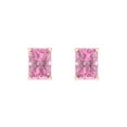 thumbnail image 1 of 14K Solid Gold Screw Back Stud Earrings for Women | 1 cttw Emerald Cut Simulated Pink Diamond | Rose Gold, 1 of 4