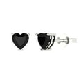thumbnail image 1 of Clara Pucci 1.0 ct Brilliant Heart Cut Studs VVS1 Genuine Conflict free Black Natural Onyx Solid 14K White Gold Designer Everyday Earrings Push back, 1 of 5