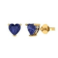 thumbnail image 1 of Clara Pucci 1.0 ct Brilliant Heart Cut Studs VVS1 Genuine Conflict free Blue Tanzanite Solid 18K Yellow Gold Designer Everyday Earrings Push back, 1 of 5