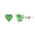 thumbnail image 1 of Clara Pucci 1.0 ct Brilliant Heart Cut Studs VVS1 Genuine Conflict free Green Zircon Solid 18K White Gold Designer Everyday Earrings Push back, 1 of 5