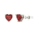 thumbnail image 1 of Clara Pucci 1.0 ct Brilliant Heart Cut Studs VVS1 Genuine Conflict free Red Natural Garnet Solid 18K White Gold Designer Everyday Earrings Push back, 1 of 4