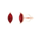 thumbnail image 1 of 1 ct Push-Back Stud Earrings for Women | 8x4mm Marquise Cut Simulated Pink Tourmaline | 18K Rose Gold, 1 of 5