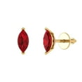 thumbnail image 1 of 1 ct Push-Back Stud Earrings for Women | 8x4mm Marquise Cut Simulated Pink Tourmaline | 18K Yellow Gold, 1 of 5