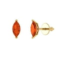 thumbnail image 1 of 14K Solid Gold Screw Back Stud Earrings for Women | 1 cttw Marquise Cut Simulated Red Diamond | Yellow Gold, 1 of 5