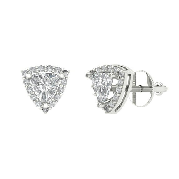 Clara Pucci 1.021Ct Clear Triangle Cut VVS1 Screw Back Stud 14k Solid hypoallergenic Gold Designer Earrings For April