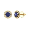 thumbnail image 1 of 0.8808 ct Screw-Back Stud Earrings for Women | 4.5mm Round Cut Simulated Tanzanite | 18K Yellow Gold, 1 of 5
