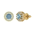 thumbnail image 1 of Clara Pucci 1.24Ct Natural Swiss Blue Topaz Round Cut VVS1 Screw Back Stud 14k Solid hypoallergenic Gold Designer Earrings For December, 1 of 7