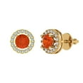 thumbnail image 1 of Clara Pucci 1.24Ct Red Round Cut VVS1 Screw Back Stud 18k Solid hypoallergenic Gold Designer Earrings For April, 1 of 7
