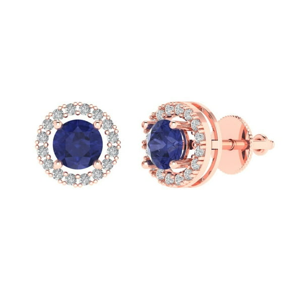 Clara Pucci 1.24Ct Tanzanite Round Cut VVS1 Screw Back Stud 18k Solid hypoallergenic Gold Designer Earrings For December