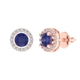 thumbnail image 1 of 14K Solid Gold Screw Back Stud Earrings for Women | 1.24 cttw Round Cut Simulated Tanzanite | Rose Gold, 1 of 5
