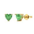 thumbnail image 1 of Clara Pucci 1.5 ct Brilliant Heart Cut Studs VVS1 Genuine Conflict free Green Zircon Solid 18K Yellow Gold Designer Everyday Earrings Push back, 1 of 5