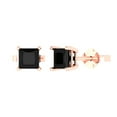 thumbnail image 1 of 1.5 ct Push-Back Stud Earrings for Women | 5.0mm Princess Cut Natural Onyx | 18K Rose Gold, 1 of 5