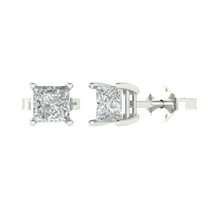 1.5 ct Push-Back Stud Earrings for Women | 5.0mm Princess Cut Simulated Diamond | 18K White Gold