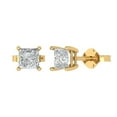 thumbnail image 1 of 14K Solid Gold Push Back Stud Earrings for Women | 1.5 cttw Princess Cut White Sapphire | Yellow Gold, 1 of 5