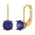 thumbnail image 1 of 14K Solid Gold Lever Back Stud Earrings for Women | 1.5 cttw Round Cut Simulated Tanzanite | Yellow Gold, 1 of 5