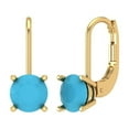 thumbnail image 1 of 1.5 ct Lever-Back Drop Dangle Earrings for Women | 6mm Round Cut Simulated Turquoise | 18K Yellow Gold, 1 of 5