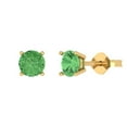 thumbnail image 1 of 1.5 ct Push-Back Stud Earrings for Women | 6mm Round Cut Simulated Green Diamond | 18K Yellow Gold, 1 of 5
