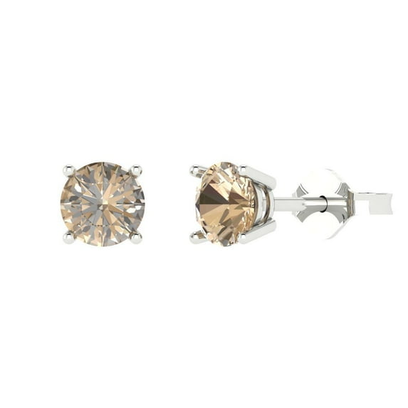 1.5 ct Push-Back Stud Earrings for Women | 6mm Round Cut Yellow Moissanite | 18K White Gold