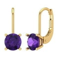 thumbnail image 1 of Clara Pucci 1.5Ct Natural Amethyst Round Cut VVS1 Lever Back Drop Dangle 14k Solid hypoallergenic Gold Designer Earrings For February, 1 of 7
