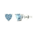 thumbnail image 1 of Clara Pucci 1.5Ct Natural Aquamarine Heart Cut VVS1 Push Back Stud 14k Solid hypoallergenic Gold Designer Earrings For March, 1 of 7