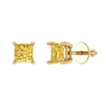 thumbnail image 1 of Clara Pucci 1.5Ct Natural Citrine Princess Cut VVS1 Screw Back Stud 14k Solid hypoallergenic Gold Designer Earrings For November, 1 of 7