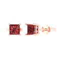 thumbnail image 1 of Clara Pucci 1.5Ct Natural Garnet Princess Cut VVS1 Push Back Stud 14k Solid hypoallergenic Gold Designer Earrings For January, 1 of 7