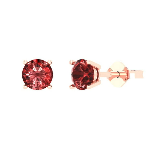 Clara Pucci 1.5Ct Natural Garnet Round Cut VVS1 Push Back Stud 14k Solid hypoallergenic Gold Designer Earrings For January