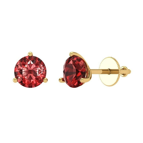 Clara Pucci 1.5Ct Natural Garnet Round Cut VVS1 Screw Back Stud 14k Solid hypoallergenic Gold Designer Earrings For January