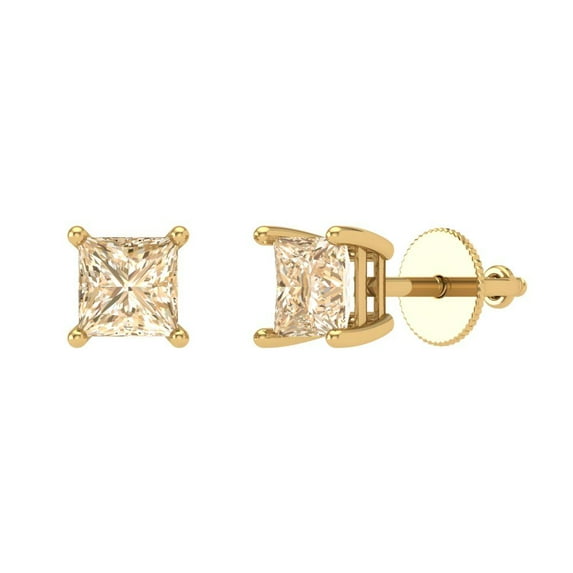 Clara Pucci 1.5Ct Natural Morganite Princess Cut VVS1 Screw Back Stud 14k Solid hypoallergenic Gold Designer Earrings For February