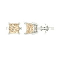 thumbnail image 1 of Clara Pucci 1.5Ct Natural Morganite Princess Cut VVS1 Push Back Stud 18k Solid hypoallergenic Gold Designer Earrings For February, 1 of 7