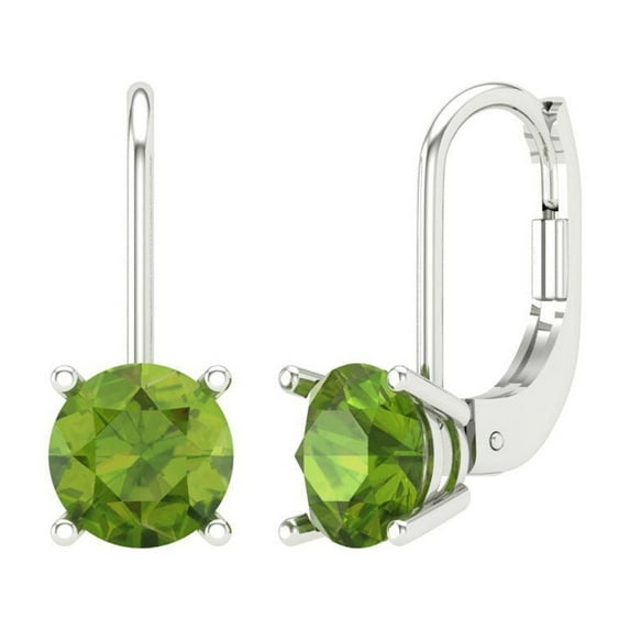 Clara Pucci 1.5Ct Natural Peridot Round Cut VVS1 Lever Back Drop Dangle 14k Solid hypoallergenic Gold Designer Earrings For August