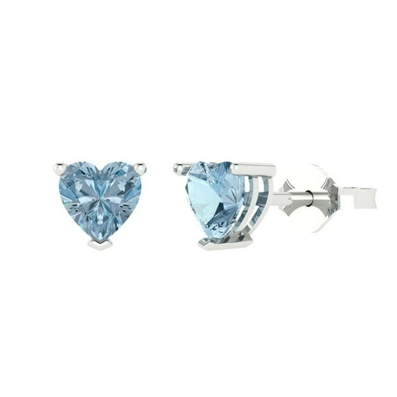 Clara Pucci 1.5Ct Natural Swiss Blue Topaz Heart Cut VVS1 Push Back Stud 18k Solid hypoallergenic Gold Designer Earrings For December
