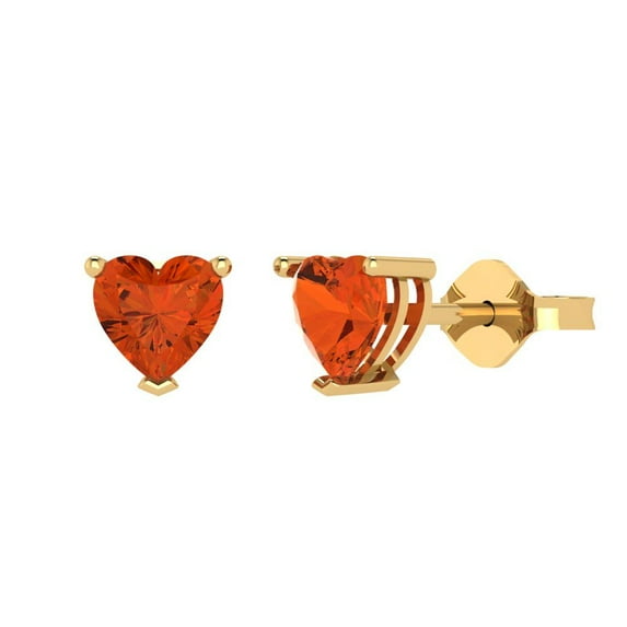Clara Pucci 1.5Ct Red Heart Cut VVS1 Push Back Stud 18k Solid hypoallergenic Gold Designer Earrings For April