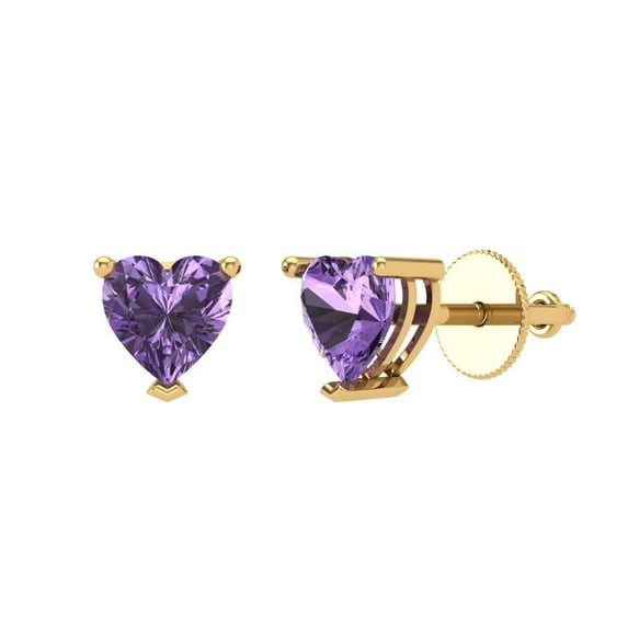 Clara Pucci 1.5Ct Alexandrite Heart Cut VVS1 Screw Back Stud 14k Solid hypoallergenic Gold Designer Earrings For June