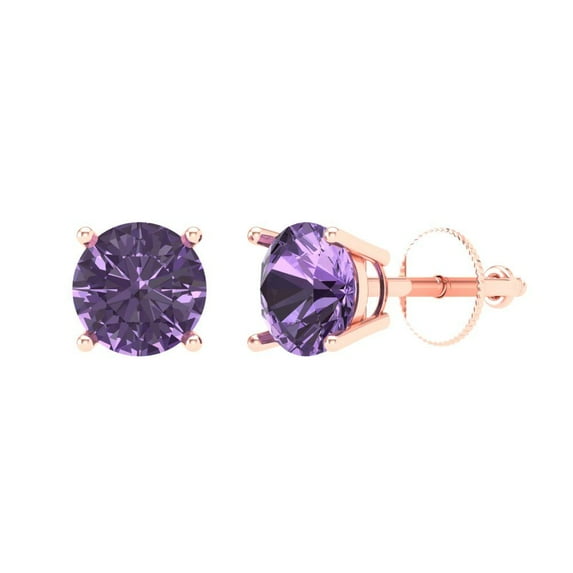 Clara Pucci 1.5Ct Alexandrite Round Cut VVS1 Screw Back Stud 14k Solid hypoallergenic Gold Designer Earrings For June