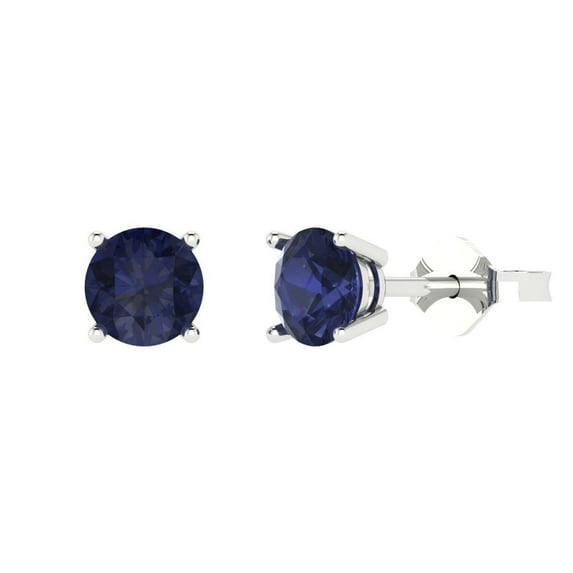 Clara Pucci 1.5Ct Blue Sapphire Round Cut VVS1 Push Back Stud 18k Solid hypoallergenic Gold Designer Earrings For September