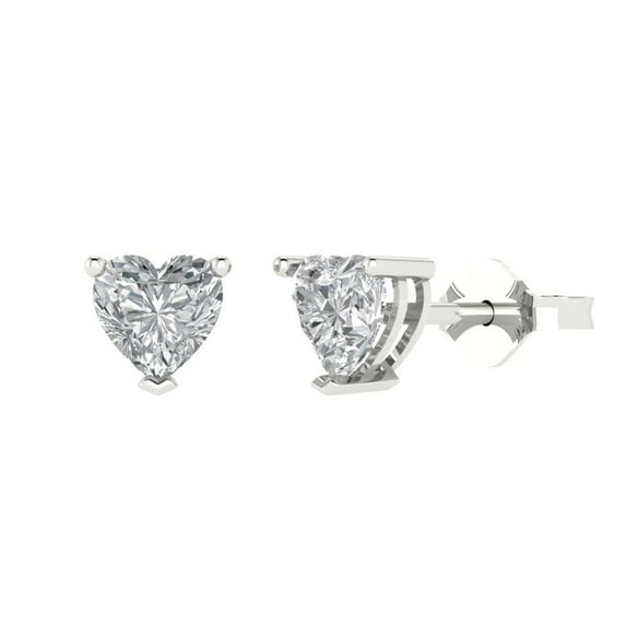 Clara Pucci 1.5Ct Clear Heart Cut VVS1 Push Back Stud 18k Solid hypoallergenic Gold Designer Earrings For April
