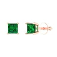 thumbnail image 1 of Clara Pucci 1.5Ct Emerald Princess Cut VVS1 Screw Back Stud 14k Solid hypoallergenic Gold Designer Earrings For May, 1 of 7