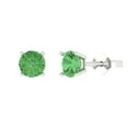 thumbnail image 1 of Clara Pucci 1.5Ct Green Round Cut VVS1 Push Back Stud 18k Solid hypoallergenic Gold Designer Earrings For April, 1 of 7
