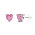 thumbnail image 1 of Clara Pucci 1.5Ct Pink Heart Cut VVS1 Screw Back Stud 14k Solid hypoallergenic Gold Designer Earrings For April, 1 of 7