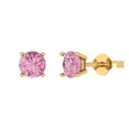 thumbnail image 1 of Clara Pucci 1.5Ct Pink Round Cut VVS1 Push Back Stud 18k Solid hypoallergenic Gold Designer Earrings For April, 1 of 7