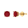 thumbnail image 1 of Clara Pucci 1.5Ct Ruby Round Cut VVS1 Push Back Stud 14k Solid hypoallergenic Gold Designer Earrings For July, 1 of 7