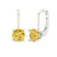 thumbnail image 1 of Clara Pucci 1.5Ct Yellow Round Cut VVS1 Lever Back Drop Dangle 14k Solid hypoallergenic Gold Designer Earrings For April, 1 of 7