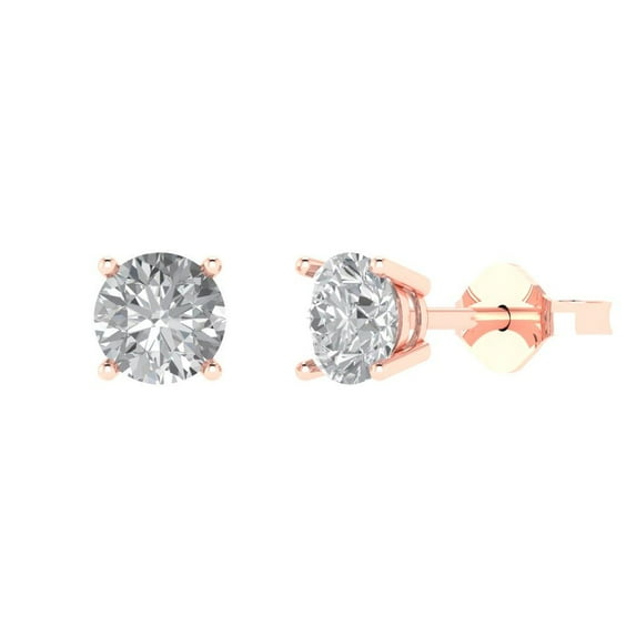 Clara Pucci 1.5Ct Synthetic Moissanite Round Cut VVS1 Push Back Stud 18k Solid hypoallergenic Gold Designer Earrings For April