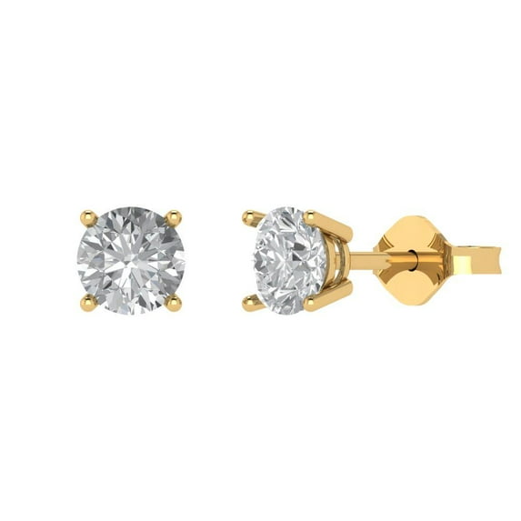 Clara Pucci 1.5Ct Synthetic Moissanite Round Cut VVS1 Push Back Stud 18k Solid hypoallergenic Gold Designer Earrings For April