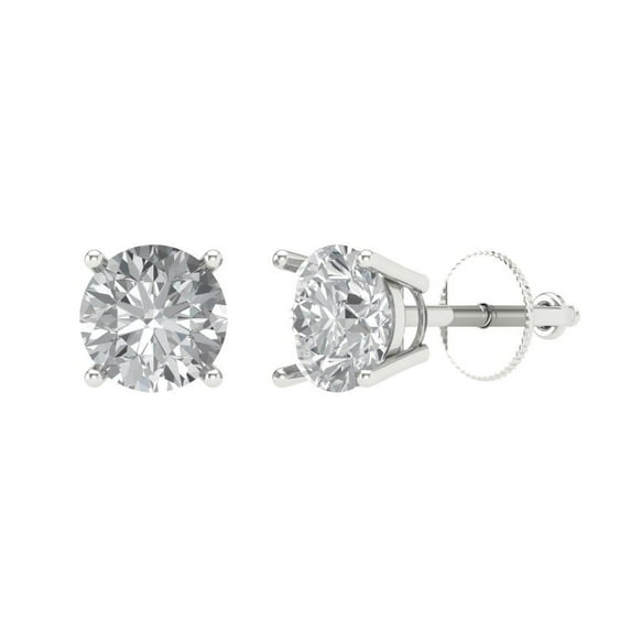 Clara Pucci 1.5Ct Synthetic White Sapphire Round Cut VVS1 Screw Back Stud 18k Solid hypoallergenic Gold Designer Earrings For April