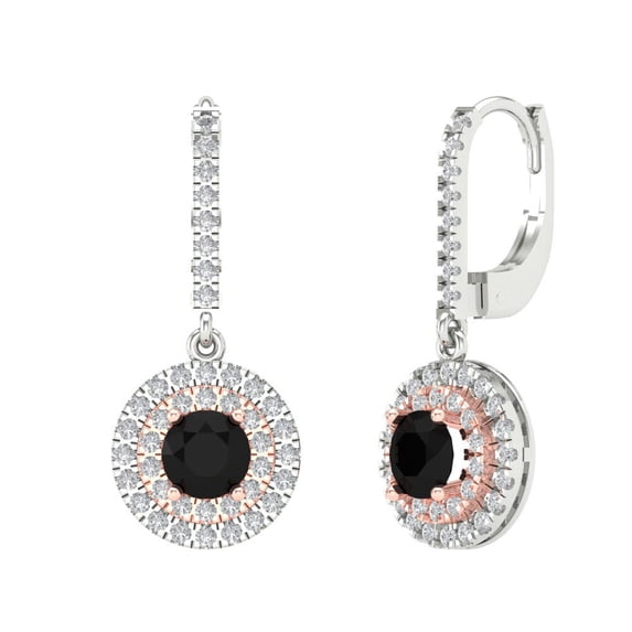 Clara Pucci 1.63Ct Natural Onyx Round Cut VVS1 Lever Back Drop Dangle 14k Solid hypoallergenic Gold Designer Earrings For July